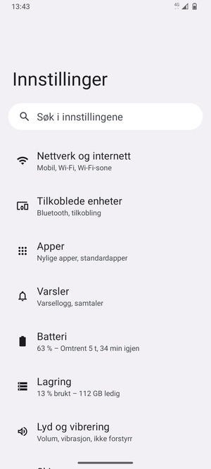Velg Nettverk og internett