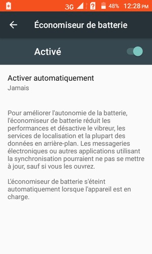 Activer le Économiseur de batterie