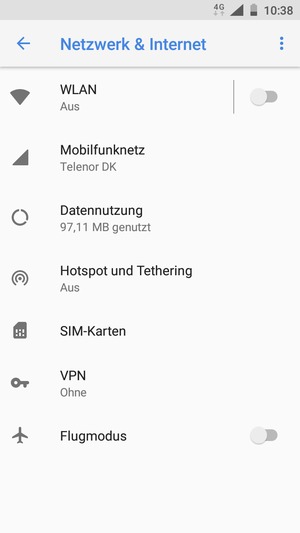 Wählen Sie Hotspot und Tethering