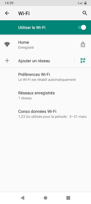 Vous êtes maintenant connecté au réseau Wi-Fi