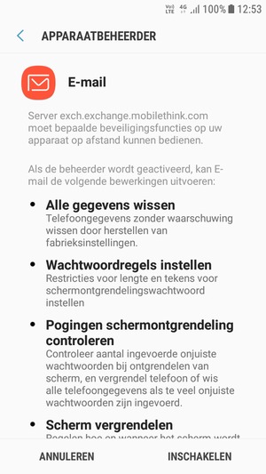 Selecteer INSCHAKELEN