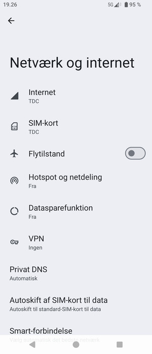 Vælg Hotspot og netdeling