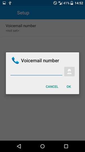 Enter the Voicemail number and select OK