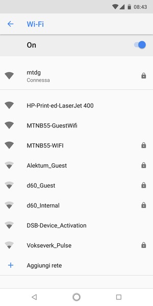 Ora sei connesso alla rete Wi-Fi