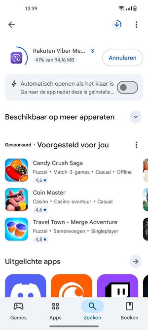 Wacht tot het installatieproces beëindigd is
