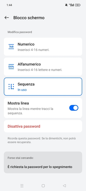Il tuo telefono è ora protetto dal blocco schermo
