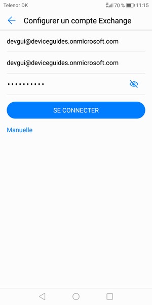 Saisissez votre adresse e-mail, votre nom d'utilisateur et votre mot de passe. Sélectionnez MANUELLE
