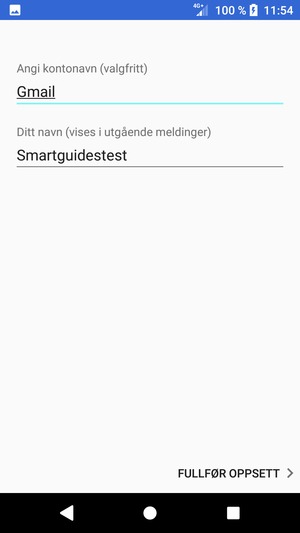Gi kontoen din et navn, og skriv inn navnet ditt. Velg FULLFØR OPPSETT