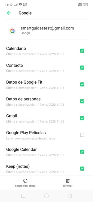 Asegúrese de haber seleccionado Contacto y luego seleccione Sincronizar ahora