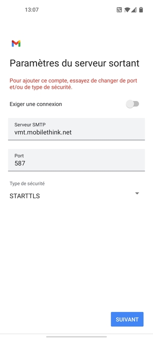Sélectionnez Type de sécurité