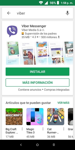 Seleccione la aplicación