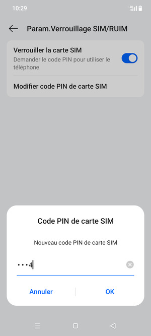 Saisissez votre Nouveau code PIN de la carte SIM et sélectionnez OK