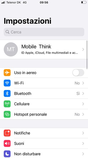 Seleziona ID Apple, iCloud, File multimediali e ac... 