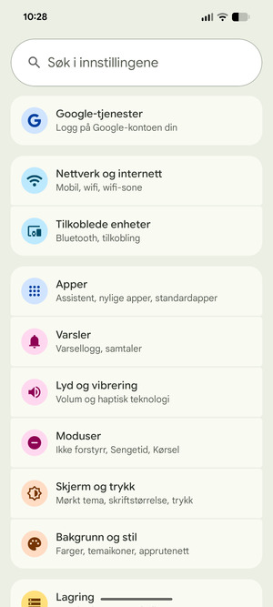 Velg Nettverk og internett