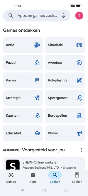 Selecteer de zoekbalk