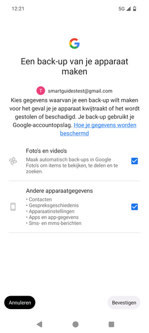 Selecteer uw voorkeursopties en selecteer Bevestigen