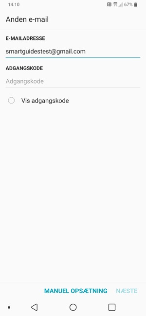 Indtast din Gmail adresse og vælg Adgangskode