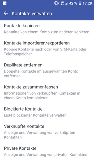 Wählen Sie Kontakte importieren/exportieren