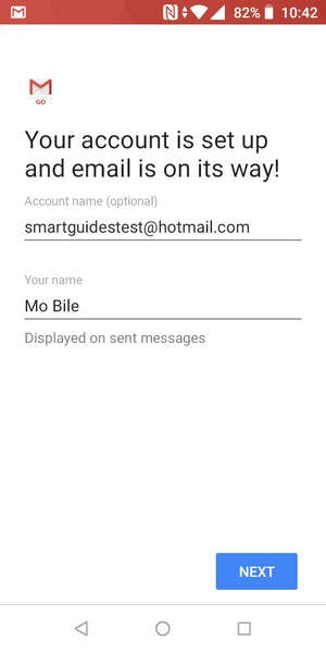 Give your account a name and enter your name. Select NEXT