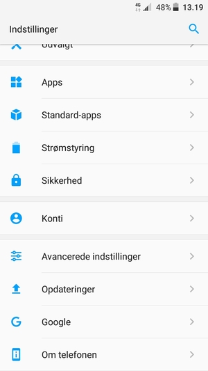 Scroll til og vælg Opdateringer