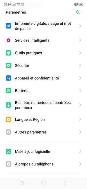 Faites défiler et sélectionnez Mise à jour logicielle