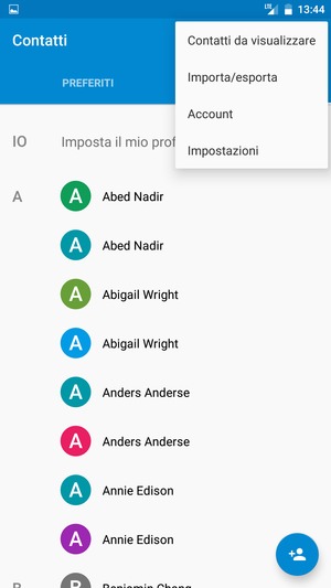 Seleziona Importa/esporta
