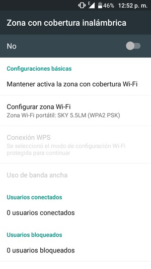 Seleccione Configurar zona Wi-Fi