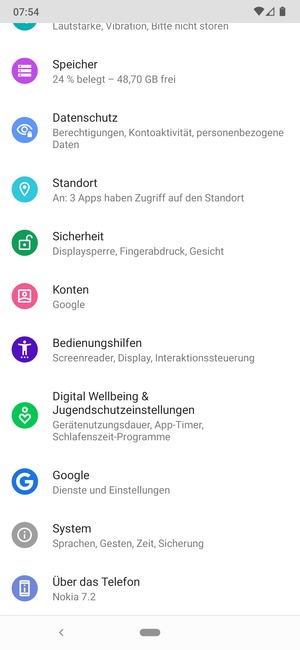 Scrollen Sie und wählen Sie Sicherheit