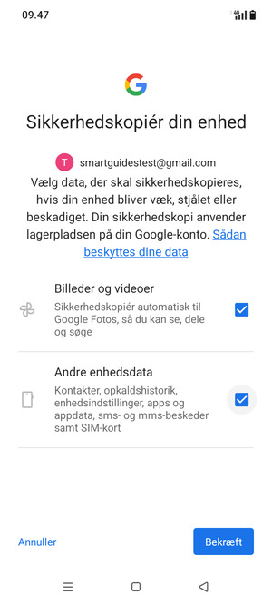 Vælg dine foretrukne muligheder og vælg Bekræft
