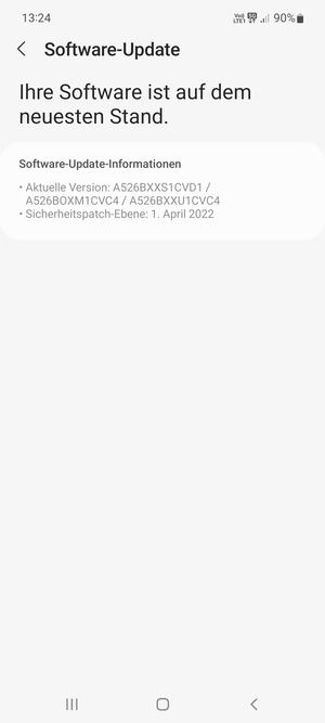 Falls Ihr Handy aktualisiert ist, wird Ihnen der folgende Bildschirm angezeigt