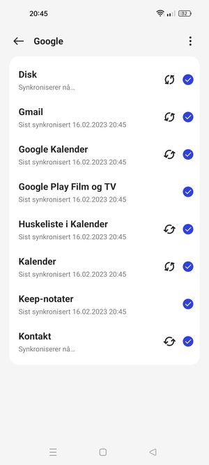 Dine kontakter fra Google vil synkroniseres til din OPPO