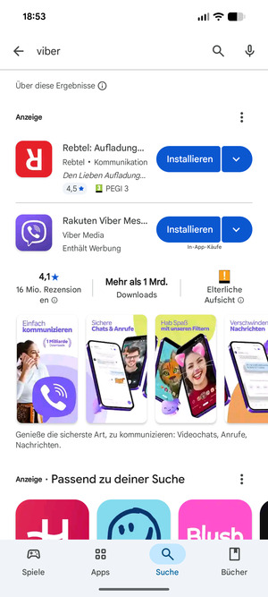 Wählen Sie die App