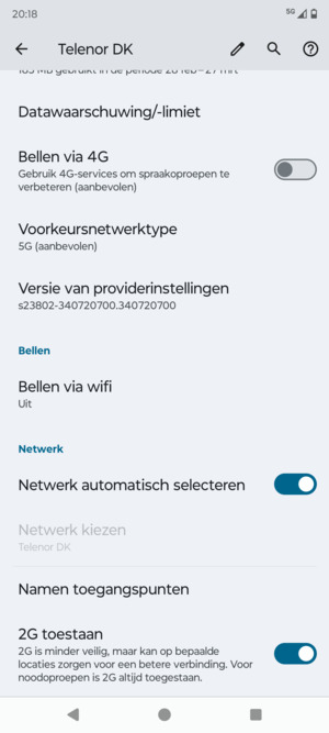 Om van netwerk te wisselen in geval van netwerk problemen, schakel Netwerk automatisch selecteren uit