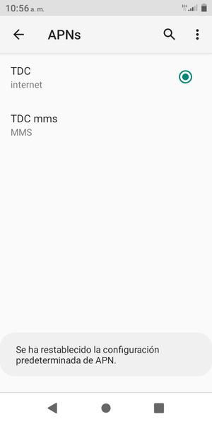 El teléfono se reiniciará con la configuración predeterminada de Internet y MMS