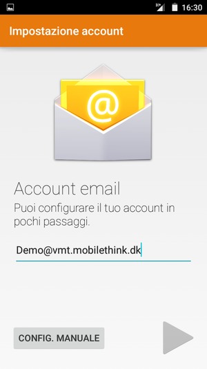 Inserisci il tuo indirizzo email e seleziona AVANTI