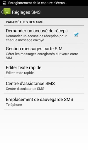 Sélectionnez Centre d'assistance SMS