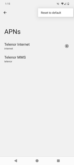 Select Reset to default