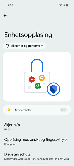 Velg Skjermlås