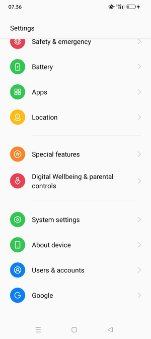 Scroll to and select System settings
