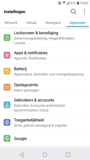 Selecteer Algemeen en Lockscreen & beveiliging