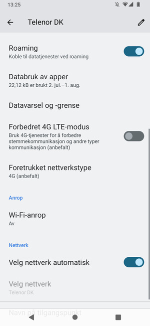 Slå Roaming på eller av