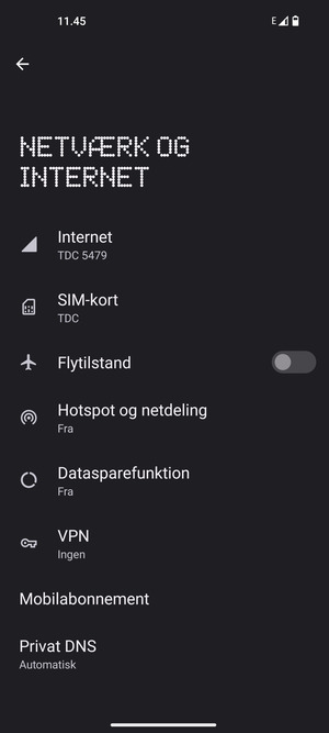 Vælg Hotspot og netdeling