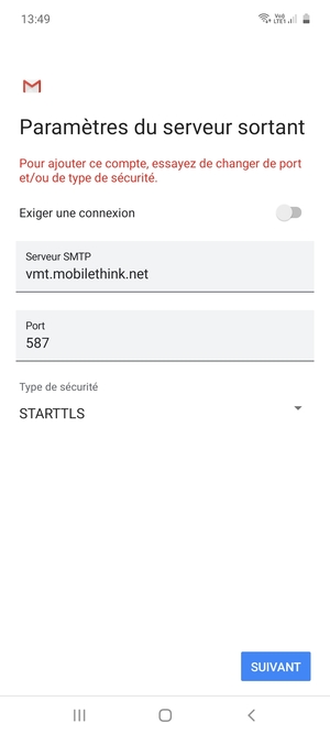 Sélectionnez Type de sécurité
