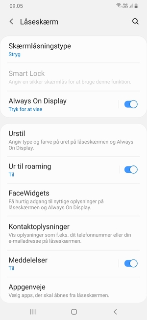 Vælg Skærmlåsningstype