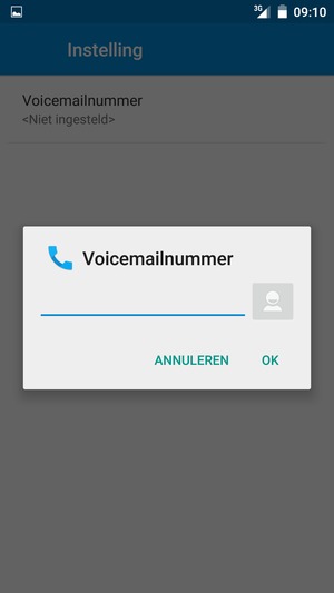 Voer het Voicemailnummer in en selecteer OK