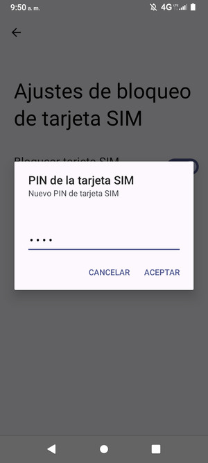 Introduzca su Nuevo PIN de tarjeta SIM y seleccione ACEPTAR