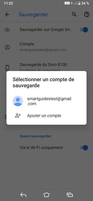 Sélectionnez votre compte de sauvegarde