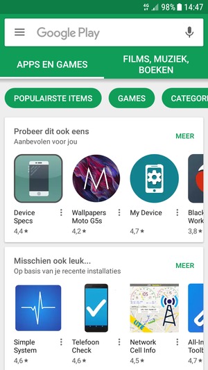 Selecteer de zoekbalk
