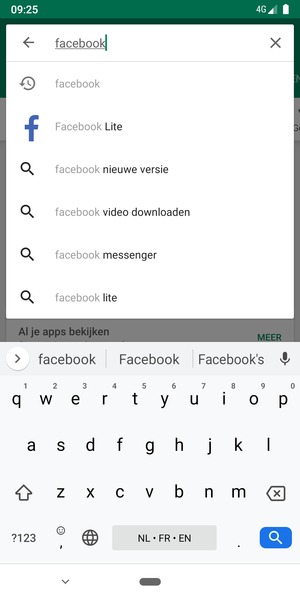 Voer de app-naam in en selecteer Zoeken