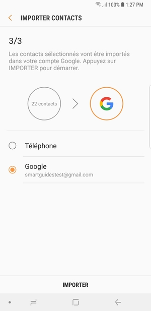 Sélectionnez IMPORTER